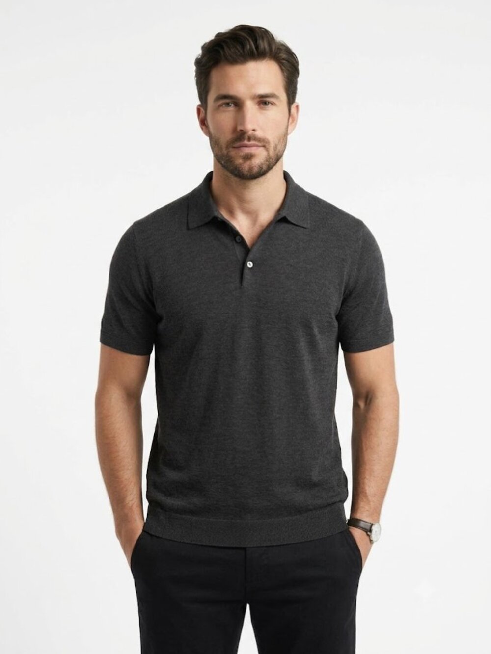 Goodfellow & Co Men’s Loring Polo Shirt Railroad Gray XL Short Sleeve 2‑Button
